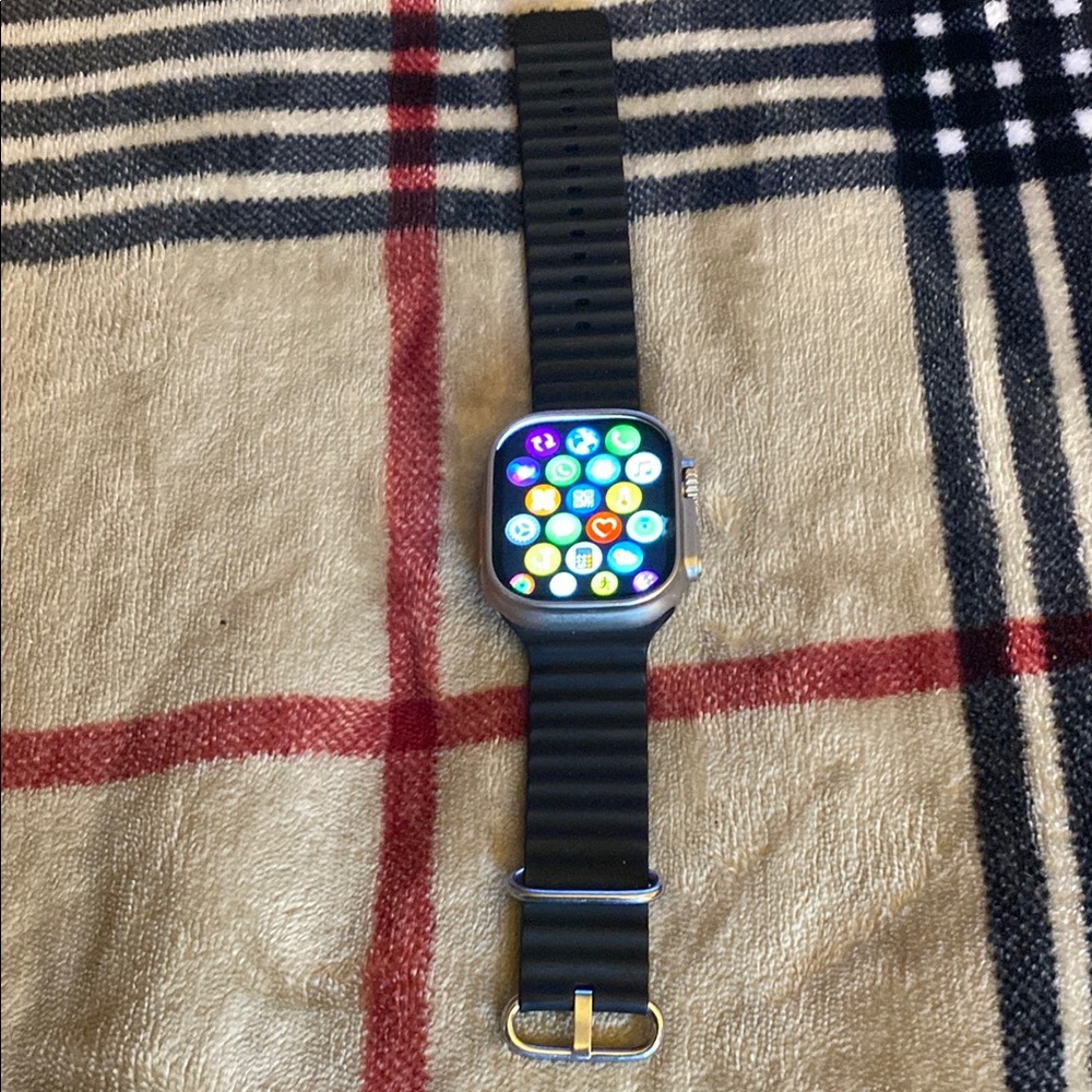 Smartwatch with Black Silicone Band